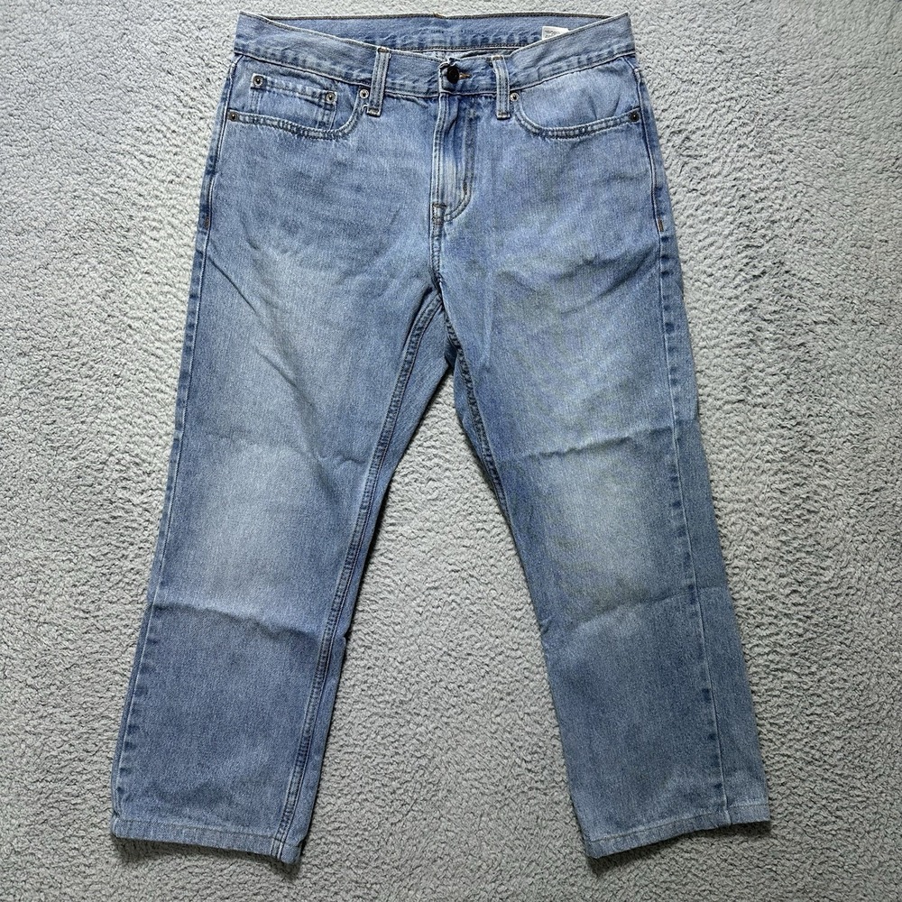 Old Navy 32x30 Athletic‎ Fit Blue Jeans Stretch Denim Modern Light Wash Distress